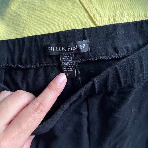 Eileen Fisher Black Pants‎ Pull On Ankle Capri Elastic Waist Womens Size S - Picture 7 of 8